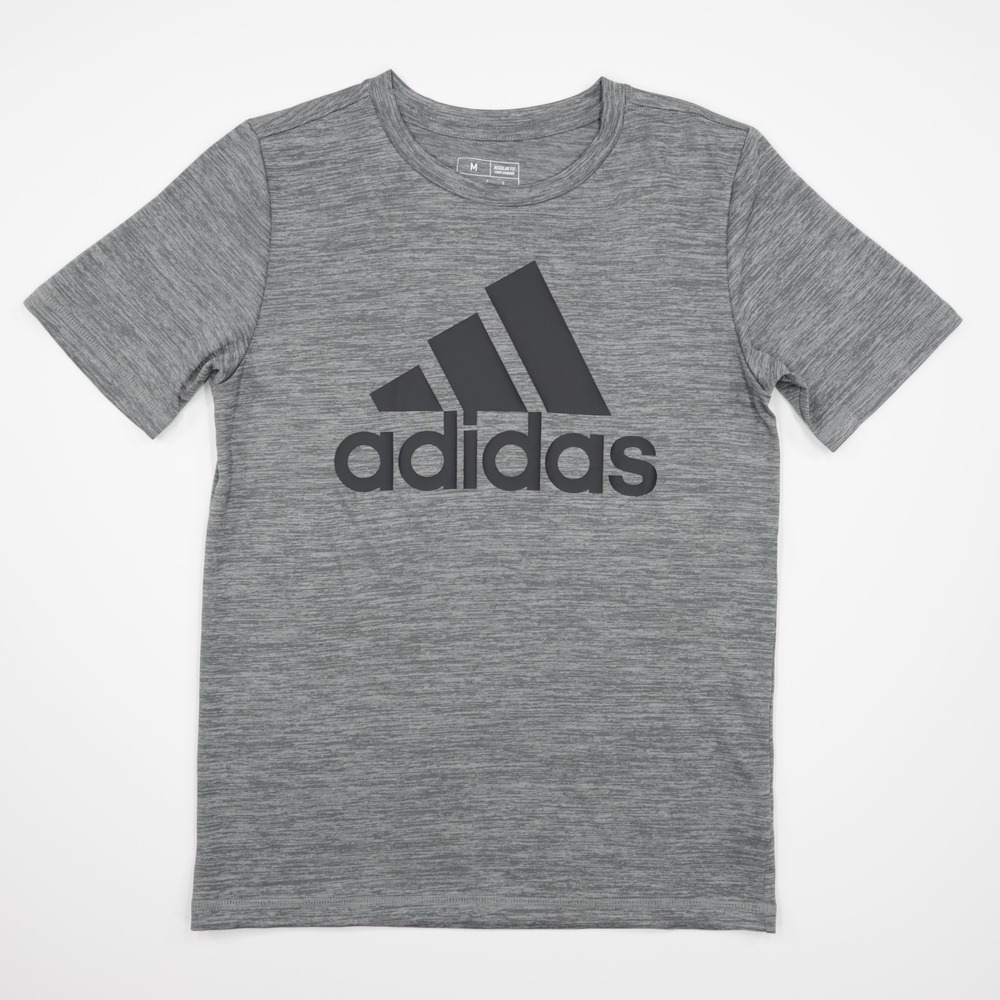 Adidas Boys Crew‎ Neck Short Sleeve Melange Badge Of Sport Tee Gray Size M 10/12